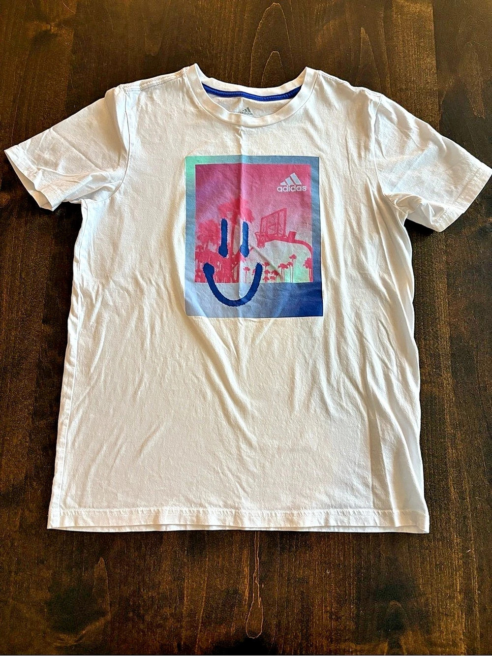 adidas x SmileyWorld Graphic Tee White & Blue Large